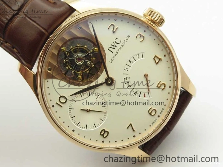MIROTIME 0217 Portuguese Tourbillon IW5046 RG ZF Best Edition White Dial on Brown Leather Strap UrbanStyle 7144